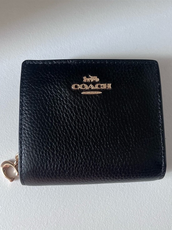 Coach Handbags - Coach Black Pebbled Leather Zip Around Wallet with Gold Logo